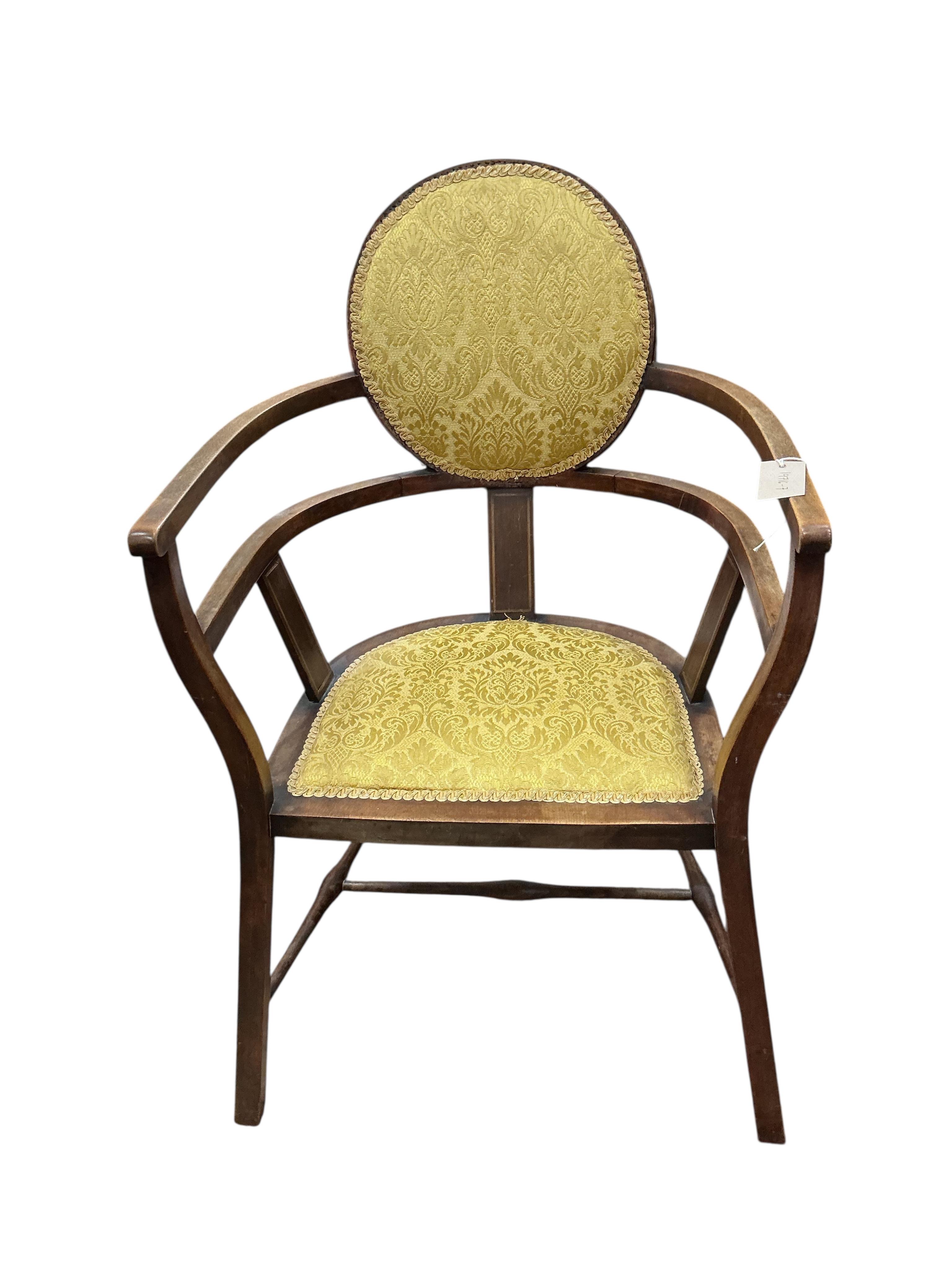 Christopher Pratt, Bradford Arts & Crafts, A mahogany tub framed elbow chair, width 52cm, depth 40cm, height 90cm